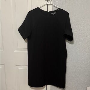 Vince Ribbed Short Sleeve Shirt Dress in Black